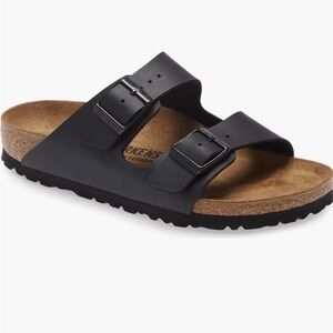 Birkenstock Arizona Birko-Flor Slide Black Two-Strap Sandals